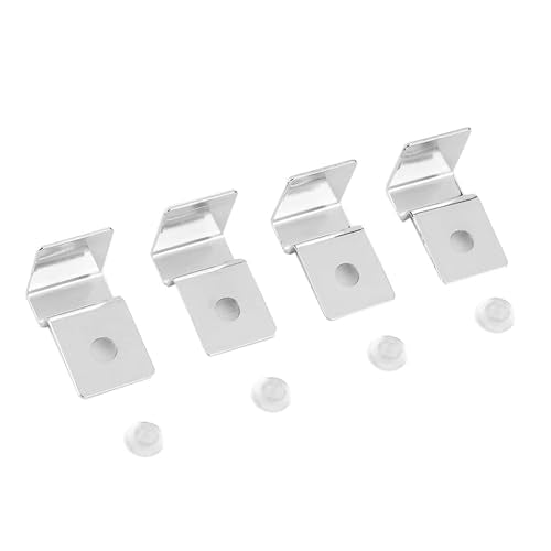 Pomya Aquarium Lid Clips for 5mm Glass, Stainless Steel Fish Tank Cover Clips with Silicone Pads, Secure Glass Cover Holder Support Bracket for Aquarium