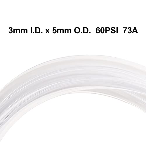 QuQuyi PVC Vinyl Tubing 3mm ID X 5mm OD, Flexible Plastic Hose Clear Oil Resistant Industrial Tubing, 49.2FT - size: 3x5mm, style: 49.2 Feet