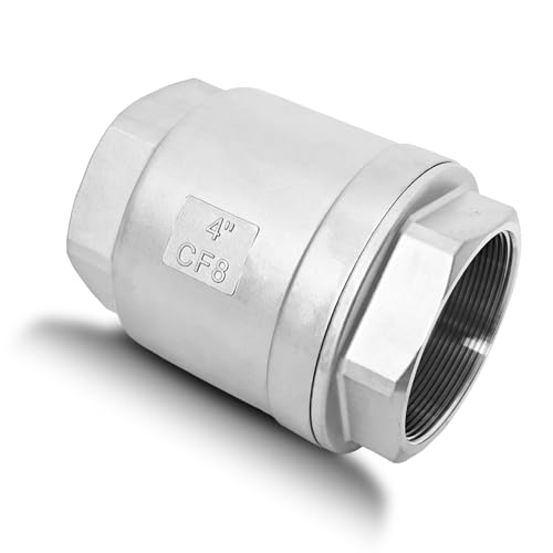 4" NPT Stainless Steel Spring Check Valve, WOG1000 NPT Thread unleaded In-Line Vertical Check Valve Non Return One Way Counterflow to Prevent the Medium Backflow for Oil Water Gas Air DN100 - size: 4"-NPT