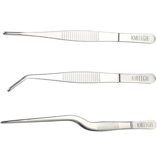 Stainless Steel Tweezers Set, For Small Gardening and Kitchen, Multi-Purpose Tools. (3Pcs, 6.15Inches / 6.3Inches / 6.5Inches)