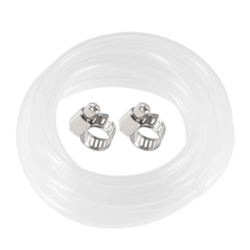 uxcell Silicone Tubing 5mm(3/16") ID 8mm(5/16") OD 10ft Silicone Rubber Tube Air Hose Water Pipe Clear with Clamps - size: 5mm x 8mm