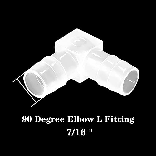 7/16" Hose Barb 90 Degree Elbow L Fitting, Equal Barbed Joint Splicer Mender Adapter Union Adapter for Boat Aquarium Fuel Gas Liquid Air (Pack of 5) - size: 7/16 Inch