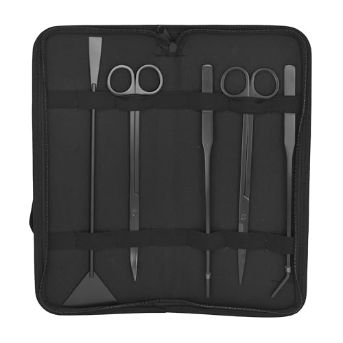 Mandala Crafts Black Stainless Steel Aquascaping Tools Kit – Aquarium Plant Tools with Tweezers, Spatula, and Scissors for Fish Tanks, Hospital Tanks, Goldfish Bowls, Aquariums, and Terrariums - color: Black 5-in-1 Kit, size: 12 Inches