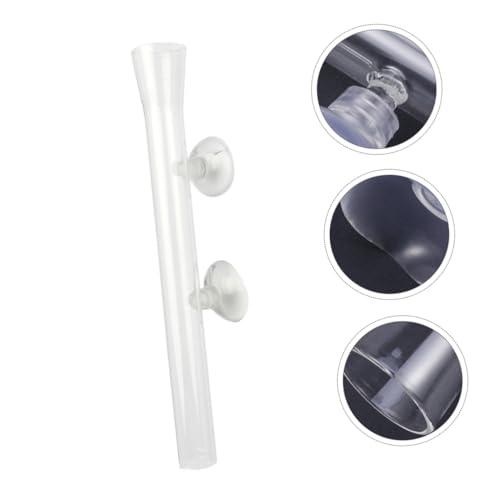 Toyvian Aquarium Shrimp Feeder Tube and Feeding Dish with Suction Cup, 200mm Crystal Glass Fish Feeding Tool for Aquarium Shrimp and Fish Supplies