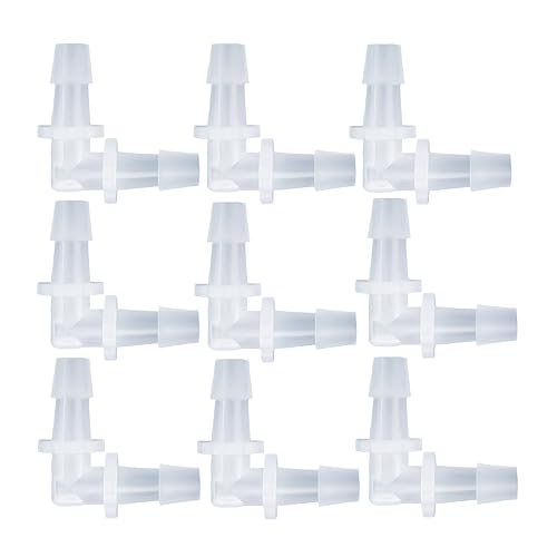 NACX 5/16" Hose Barb 90 Degree Elbow Plastic L Right Angle Barbed Fitting, 2 Way Equal Barbed Joint Splicer, 25Pcs