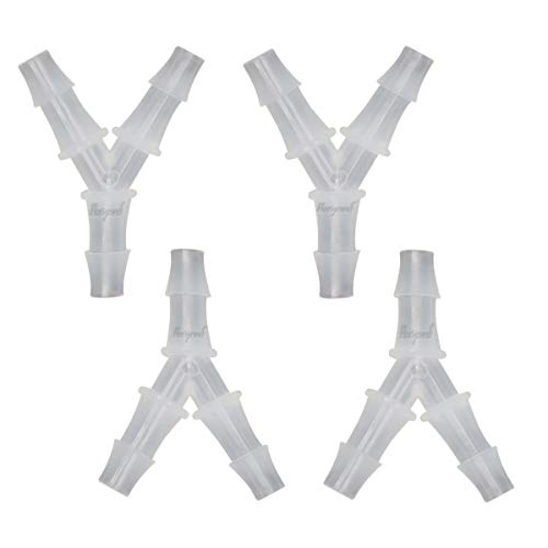 plastic 1/4" Y shape 3 way barbed connector for air hose, water pipe pp polypropylene barb fitting. (Pack of 4 pcs) - style: 4pcs, 1/4" O.D.