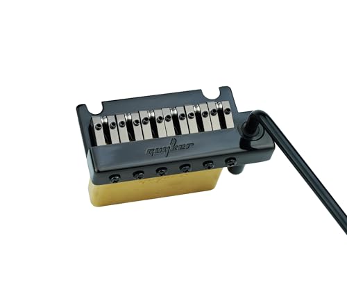 Guyker Guitar Tremolo Bridge String Spacing 10.8MM with Brass Roller Saddle and Brass Block & Bridge Stud, Spring and Claw, Pop-In Vibrato Bar, Complete Install Kit, GG1009-T Black - color: Black, Pro Roller Saddle 10.8mm
