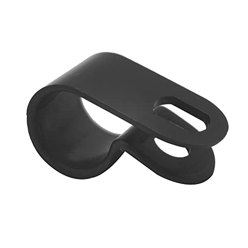 Cable Clamp R-Type Cable Clip Wire Clamp 3/8" Nylon Screw Mounting Cord Fastener Clips with Screws for Wire Management - Black - 50 Pcs - size: 3/8" Black