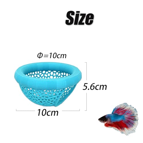 Aquarium Floating Betta Fish Skins, Betta or Shrimp Feeder, Cave and Hammock, Small Fish Feeding Rings, Aquarium Hiding Feeding Decorative Accessories (Cyan) - color: Cyan