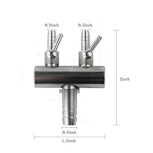 2Pcs 2-Way Air Flow Control Lever Valve with Airline Tubing Connector for Aquarium, Fish Tank