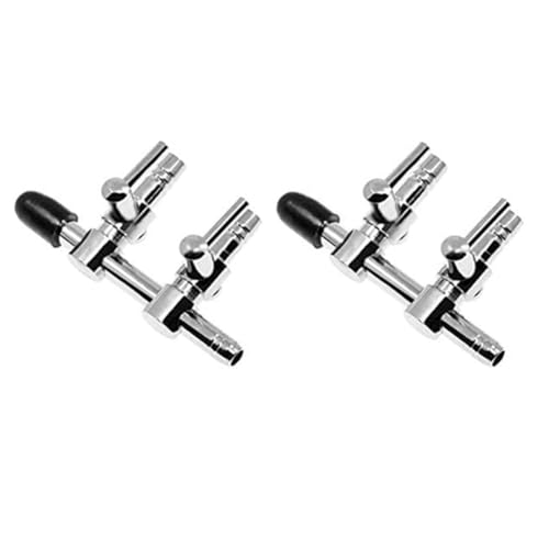 Aquarium air pump splitter, 2-Way air flow control valve,Metal stainless steel control valve for pump accessories 2Pcs