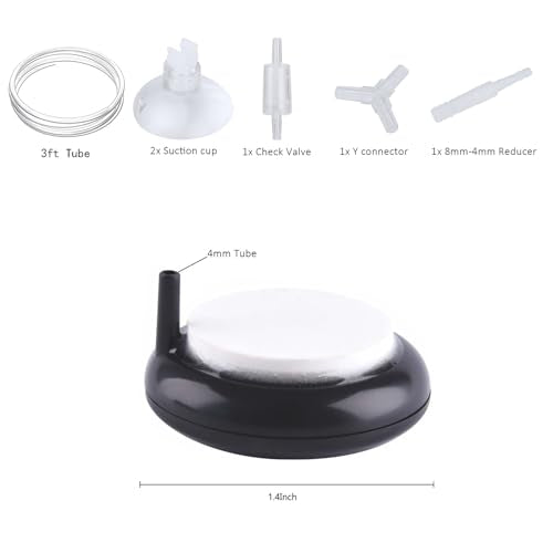 Carefree Fish Aquarium Nanometer Materials Air Stone Disk Fish Tank Hydroponics Bubble Stone Disc 1.4/2/4/6/8 Inch with 3Ft Tubing（Air Pump Not Included - size: 1.4Inch