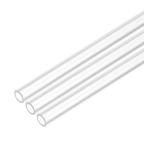 uxcell 3Pcs Clear Rigid Acrylic Pipe, 4mm (0.16") ID x 6mm(0.24") OD 356mm(14") Length Plastic Round Tube PMMA Tubing for Plumbing Lighting Aquarium Tube Water Cooling System - size: 4mm (0.16") ID x 6mm(0.24") OD x 356mm(14") L