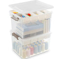 Citylife 32 QT Plastic Storage Bins with Removable Tray Large Stackable Storage Containers for Organizing Craft Storage and Storage Craft, Clothes, Files, Office Supplies, 2 Packs - size: 32 Qt- 2 Pack
