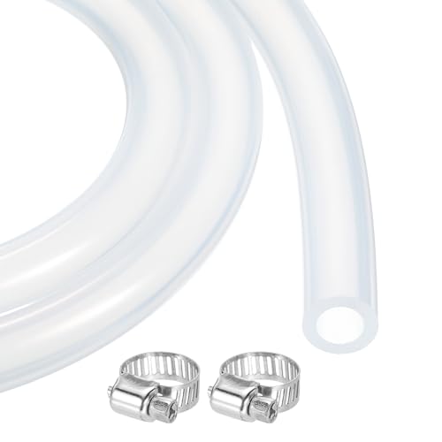 MECCANIXITY 3.3ft Clear Silicone Rubber Tubing 5/16" ID 1/2" OD Plastic Tube Flexible Air Hose for Brewing, Wine Making, Pump Siphon, 7.9mm x 12.7mm, with 2pcs Clamps - color: Clear, size: 5/16" x 1/2"