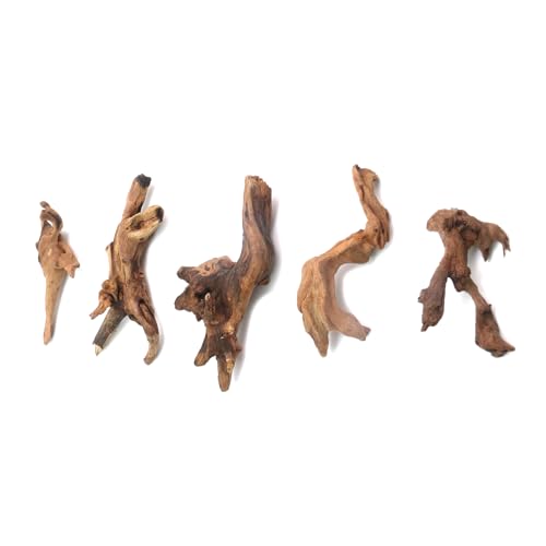 5Pcs Real Natural Driftwood for Aquarium, Aquarium Decor Wood Freshwater Fish Tank Reptile Driftwood Branch Length 3.93" to 5.9" - color: Natural Driftwood