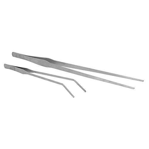 Fish Tank Aquarium Water Plants Planting Clip Stainless Steel Tweezers Cultivate Tool Professional Aquarium Landscaping Tool for Aquatic Plants Straight and Elbow Tweezers