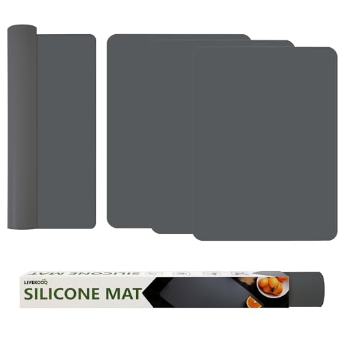 Silicone Mat for Kitchen Counter, Silicone Mat Trimable to Size (Dark Gray, 15.7×11.8inch-4pcs), BPA-Free Silicone Placemat, Heat-Resistant NonSlip Table Mat for Air Fryer, Countertop Protector Mat - color: Dark Gray, size: (M2 - 15.7''x 11.8‘’x 0.04'')