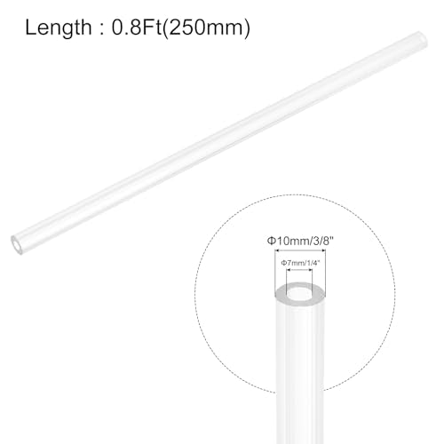 uxcell Rigid Round Clear Tubing 7mm(1/4") ID x 10mm(3/8") OD x 0.8Ft(250mm) Length Plastic Tube - size: 7mm x 10mm x 250mm