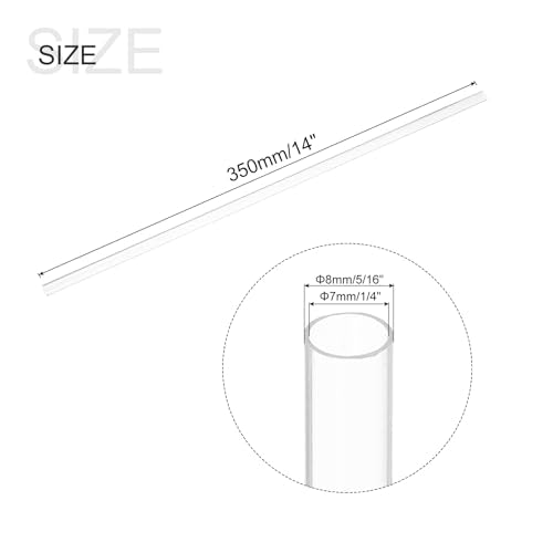 MECCANIXITY Plastic Pipe Rigid Polycarbonate Round Tube Clear 0.28"(7mm) ID 5/16"(8mm) OD 14"(350mm) High Impact for Lighting, Models, Water Plumbing - size: 0.28"IDx5/16"ODx14"