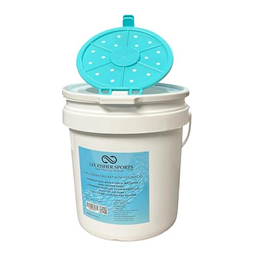 Plastic Bait Bucket (Minnow Bucket), 1 Gallon, White with Vented LID