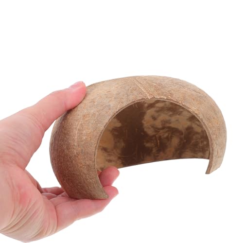GALPADA 2pcs Coconut Shell Fish Hideout Aquarium Decoration Reptile Cave Ornament Large Size for Breeding Hiding Habitat Suitable for Shrimp Turtle Hermit Crab