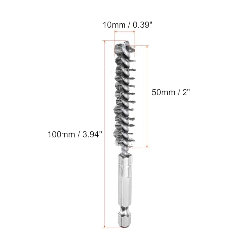 HARFINGTON 10Pcs Stainless Steel Bore Brush 10mm Dia 4" Long Cleaning Twisted Wire Brush with Handle 1/4" Hex Shank for Tubes, Ports, Bearings - size: 10mm