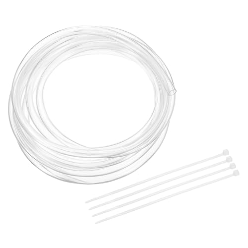 uxcell Flexible PVC Tubing, 4mm ID x 5mm OD - 6.6 Feet Long Clear Vinyl Water Pipe, Lightweight Plastic Hose Water Pipe with Zip Ties for Aquaponics, Air Hose, Irrigation - size: 4mm ID x 5mm OD