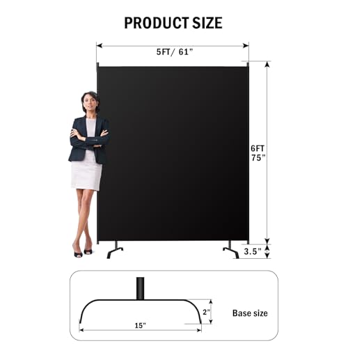 Room Divider Panel, 100% Blackout Privacy Screens with Wider Feet, 5 Ft Portable Room Partition for Room Separator, Room Divider Screen Partition Room Dividers Freestanding - size: 1 Panel 5FT W