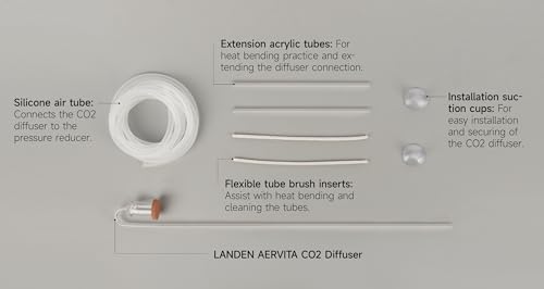 LANDEN AERVITA CO2 Diffuser Kits, Nano-Sized Ceramic diffusing disc Professional Aquarium CO2 High-Efficiency L Size with Suction Cups and Silicone air Hose for Aquarium Tank Over 50gal (190L). - size: L-23mm