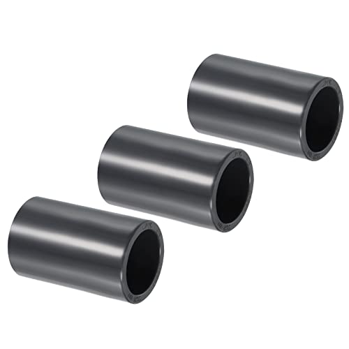 PATIKIL UPVC Pipe Fitting 3/4" Socket Schedule 80, 3 Pack Straight Coupling Adapter Connector, Gray - size: 0.75 Inch