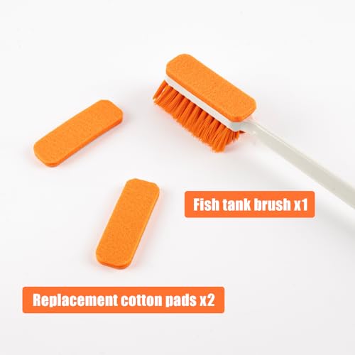 Rislobx 1PCS Small Aquarium Cleaning Tool, Algae Scraper for Fish Tank, Long Handle Aquarium Brush, Fish Tank Cleaner Adapted for Glass and Acrylic Aquariums (Longer) - color: Orange Longer