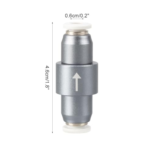 MiOYOOW Aquarium CO2 Check Valve, One Way Non-Return, Self Locking, Aluminum Alloy, 0.3 Bar Push Pressure for OD 6mm Air Pipes, Quick Connect Inline Valve for Fish Tank CO2 System