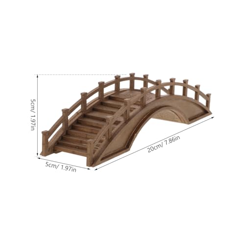 Miniature Wooden Arch Bridge Figurine for Bonsai Landscape Decor Tiny Wood Bridge Model for Micro Garden Scene and Outdoor Patio Decoration