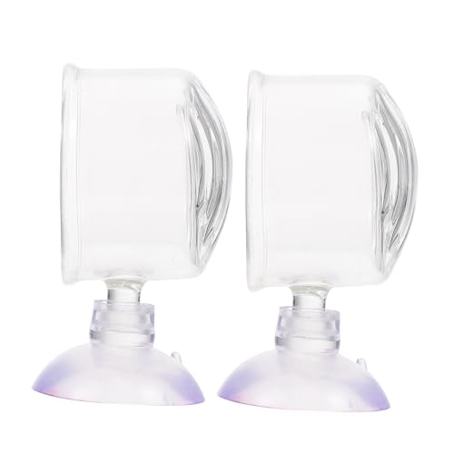 GALPADA 2 Pcs Red Worm Feeding Cups for Aquarium Glass Fish Feeder Suction Cups for Shrimp and Fish Bait Sturdy Feeding Dish