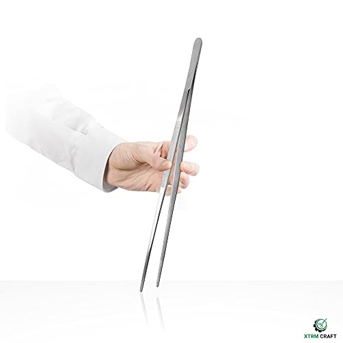 Thumb Dressing Forceps, Mulipurpose Tweezer Stainless Steel, Serrated Tip Straight 18 Inch - size: 18"