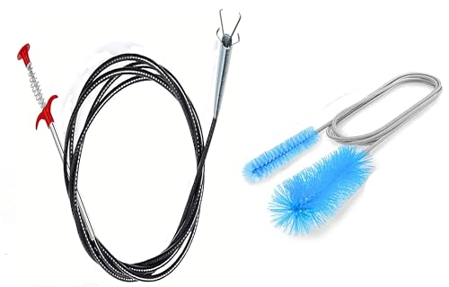 Drain Snake,Pipe Cleaners,Straw Brush,Toilet Bowl Cleaner,Long Bottle Brush,Straw Cleaner,tub Removal Tool,Fish Tank Pipeline Cleaning Brush(Two Tools 61inches)