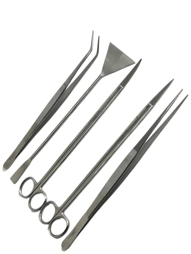 Aquarium Cleaning Set AQUASCAPING Tools 5 Pieces German Stainless Steel CYNAMED