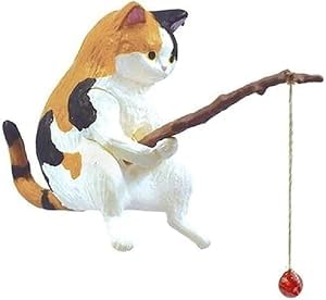 Fish Landscaping Fishing Cat Ornaments Mini Resin Figurine Cartoon Cat Statue for Home Office Fishing Aquarium Decor Cat Figurine Aquarium Decoration