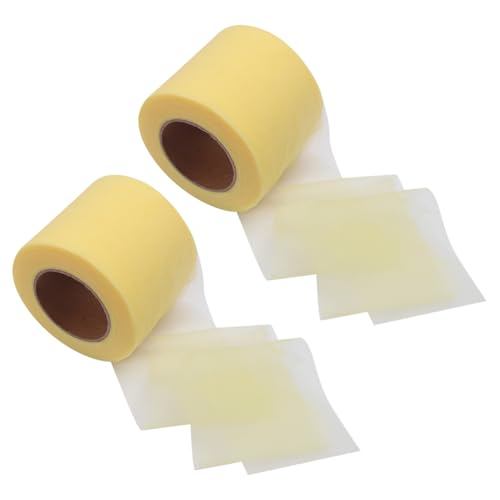2 Rolls 25 Yards x 7.5 cm Fishing Soft Spawn Net Catfish Bait Holder Netting Sack Tulle Fabric Rolls Hair Bow Making Mesh Ribbon Mesh Craft Ribbon for DIY Tutu Skirt Wedding Costumes Yellow - color: Yellow