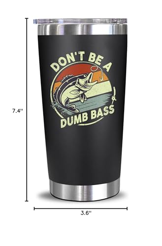 NewEleven Fathers Day Gift For Dad, Him - Fishing Gifts For Men, Fisherman, Father - Practical Gift, Dad Birthday Present, Men, Husband - 20 Oz Tumbler - color: Dumb bass black