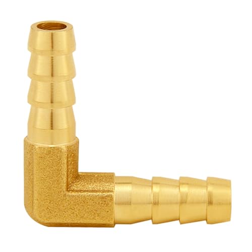 Uenede 6PCS Solid Brass 1/4"OD Barb Elbow Fittings 2-Way 90 Degree L Right Angle Barbed Fitting for Water/Oil/Gas - size: 1/4" Barb, style: Elbow (2 Way)