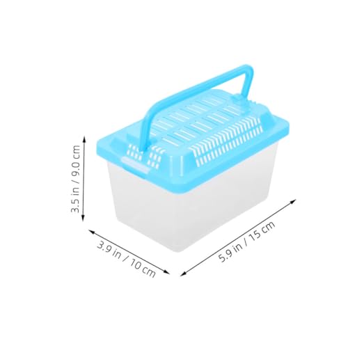 Mikikit Portable Transparent Turtle Tank Small Reptile Habitat Feeding Box with Hollowed Lid for Goldfish and Tortoises Easy to pet Carrier for Fish and Reptiles