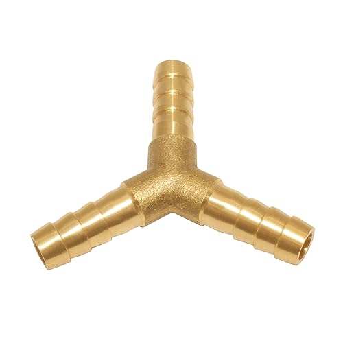 Uenede 3PCS Solid Brass 3/8"OD Barb Fittings Y 3-Way Union Intersection Hose Barb Fitting for Water/Oil/Gas - size: 3/8" Barb, style: Y (3 Way)