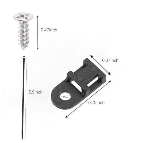 White Cable Zip Tie Mounts Kit-100 Pcs Cable Zip Tie Saddle Type Mounts Base with 100 Pcs 6" Cable Ties and 100 Pcs Tapping Screw, Wire Cable Clips Organizer Holders Clamps - size: B0-100PCS