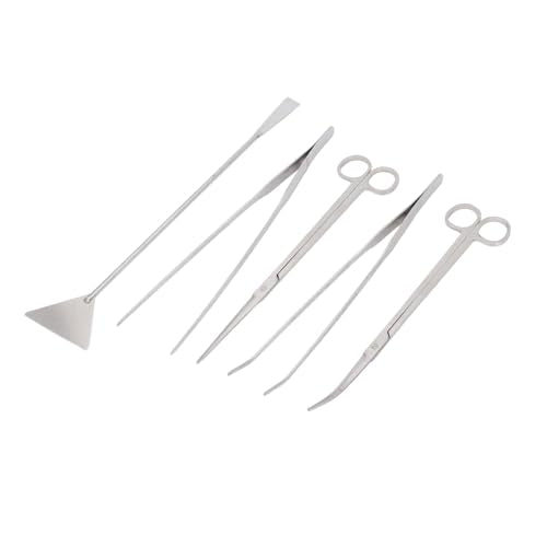 Aquascaping Tool Kit, Stainless Steel Fish Tank Plant Tools for Aquarium Maintenance with Scissors Tweezers, Portable and Durable for Beginners Hobbyists