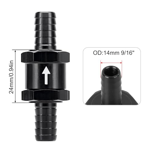 EVIL ENERGY 9/16" Fuel Check Valve One Way Inline Non Return Diesel Gasoline Black (14mm OD,2PCS) - color: Black, size: 9/16