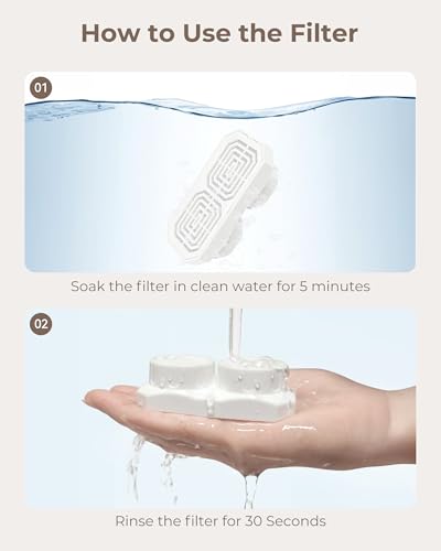 Neareal Official 6-Pack Replacement Filters and Pre-Filter Sponges for 108 oz / 3.2 L Stainless Steel Cat Water Fountain