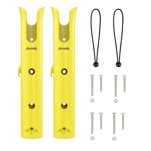 Aventik Tube Fishing Rod Holder Bracket Wall Mounted Boat Side Mount Tool Holder Tube Links with Screws 1/2/3/4/6 Pole Tube Fishing Rod Holders - color: 2-Pole Yellow