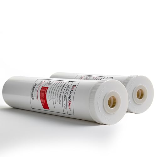 LiquaGen Nitrate Reduction Water Filter Cartridge – Strong Base Anion Resin, Reusable & Refillable, Universal 2.5x10, 2.5x20, 4.5x10, 4.5x20 – Whole House & Aquarium RO/DI (2, 4.5" x 20") - size: 4.5" x 20"